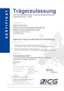 Zertifikat AVAZ-Trägerzulassung   